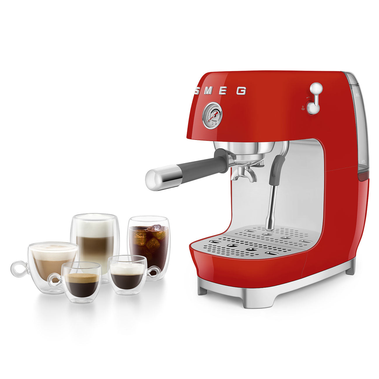 ECF03RDEU Espresso Cold Brew Coffee Machine with Steam Wand (Red)