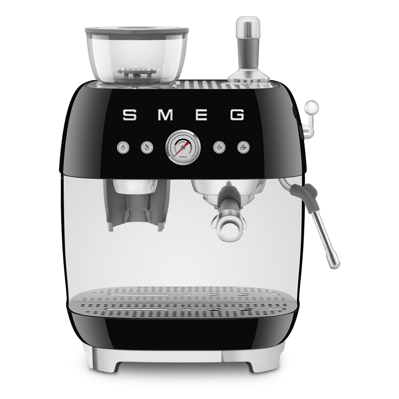 EGF03BLEU Professional Coffee Machine with Built-In Grinder & Steam Wand (Black)