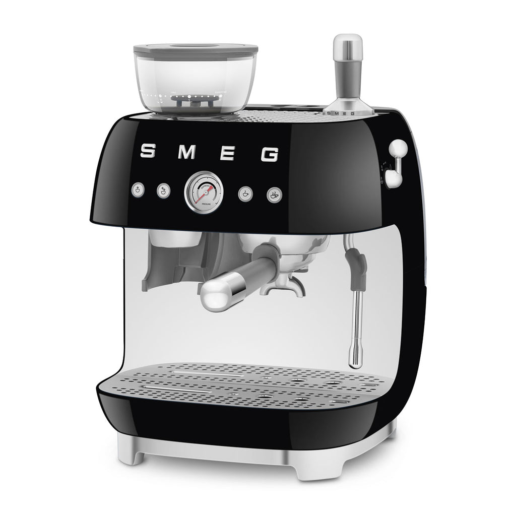 EGF03BLEU Professional Coffee Machine with Built-In Grinder & Steam Wand (Black)