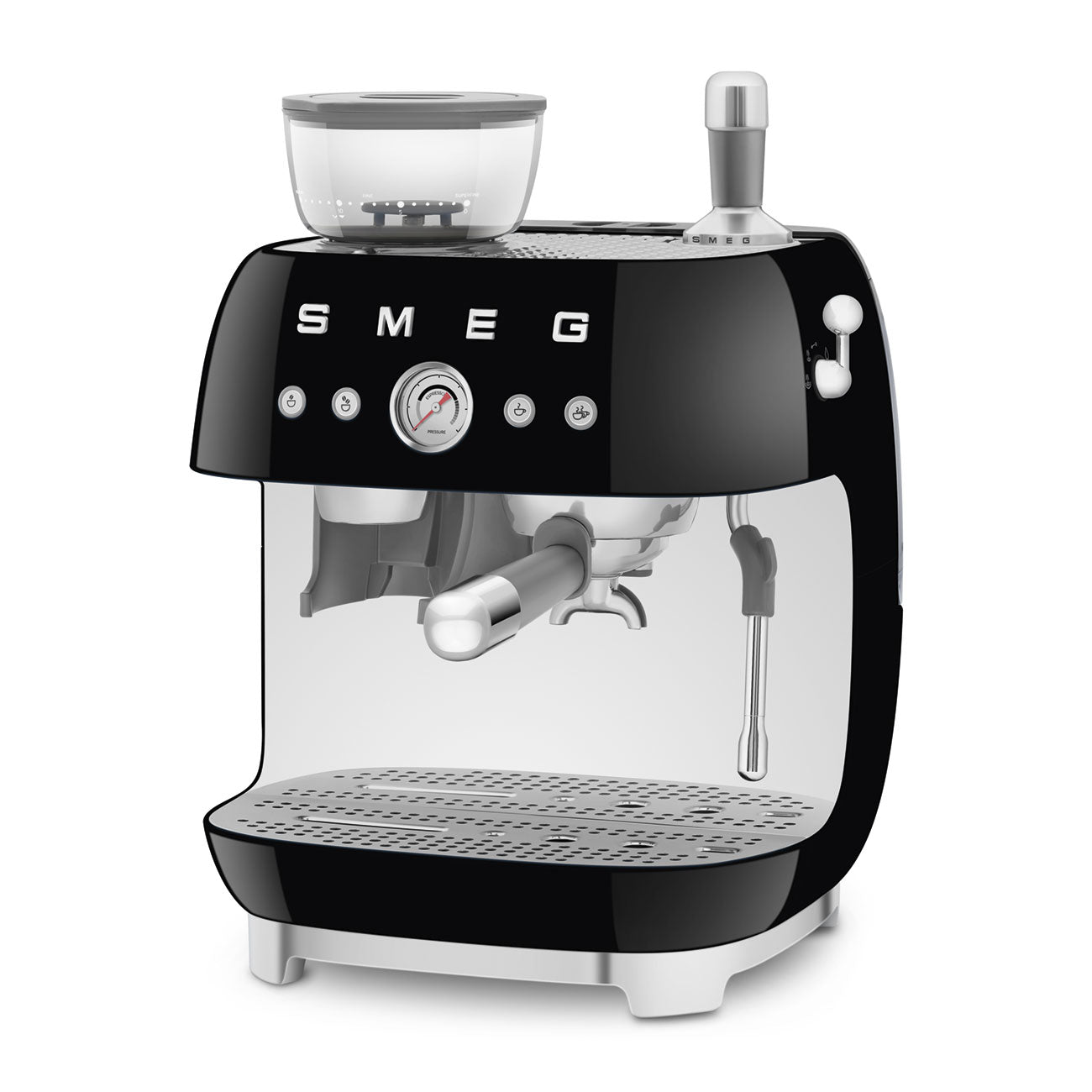 EGF03BLEU Professional Coffee Machine with Built-In Grinder & Steam Wand (Black)