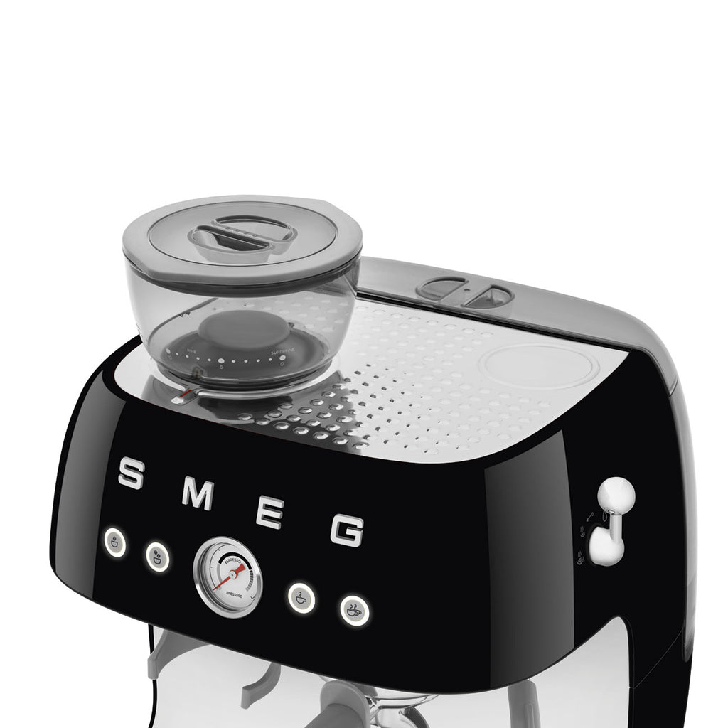 EGF03BLEU Professional Coffee Machine with Built-In Grinder & Steam Wand (Black)