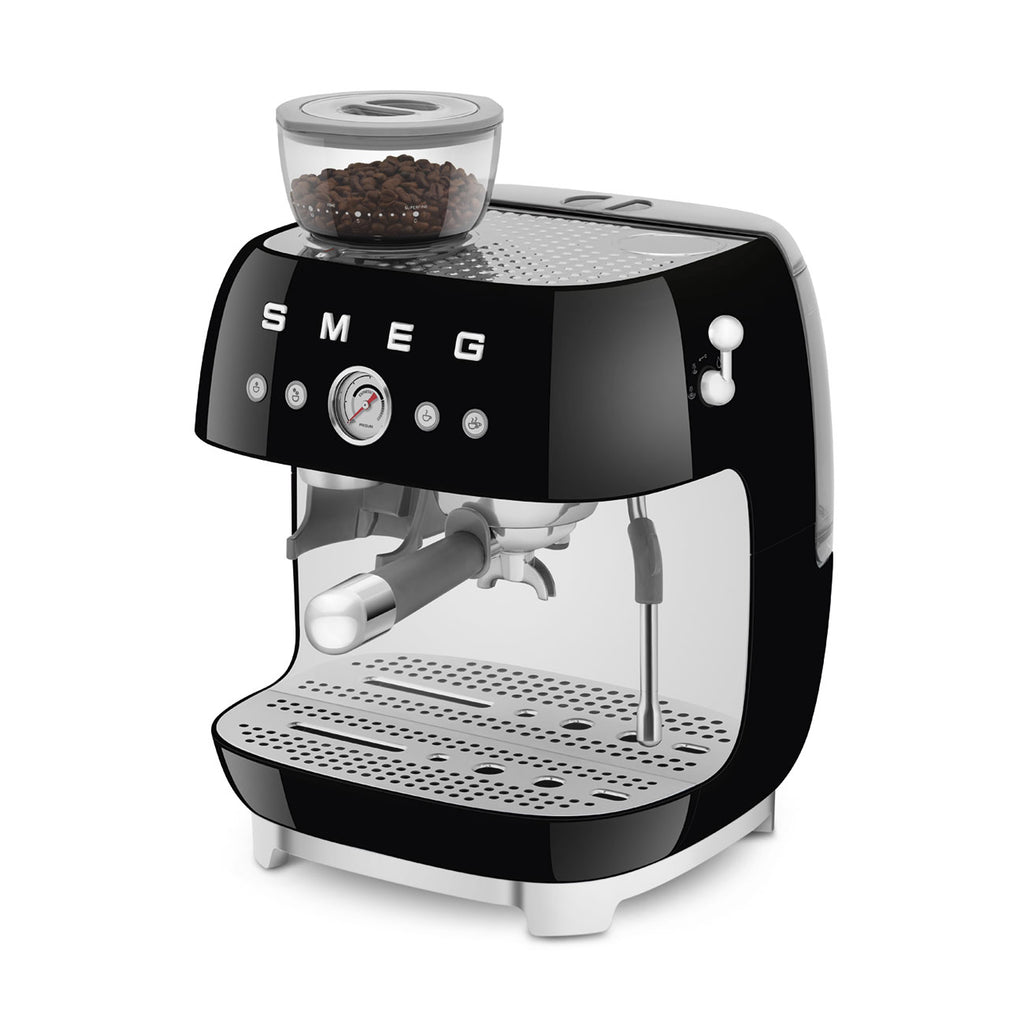 EGF03BLEU Professional Coffee Machine with Built-In Grinder & Steam Wand (Black)