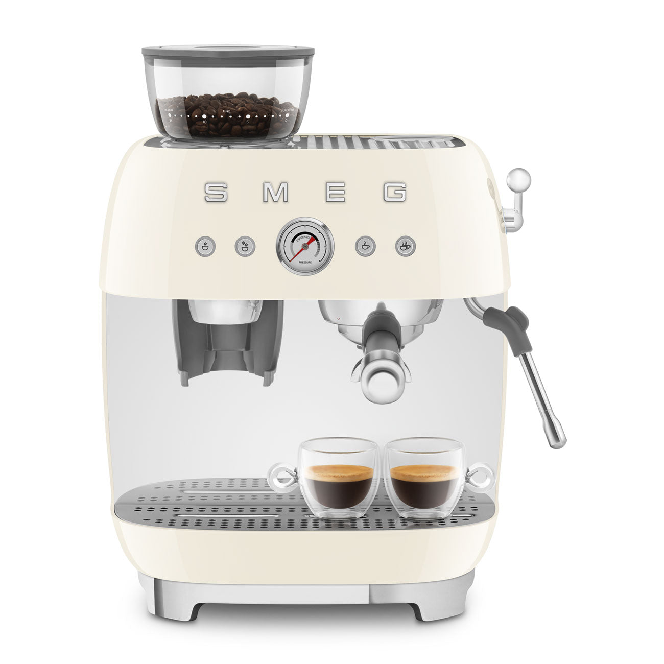 EGF03CREU Professional Coffee Machine with Built-In Grinder & Steam Wand (Cream)