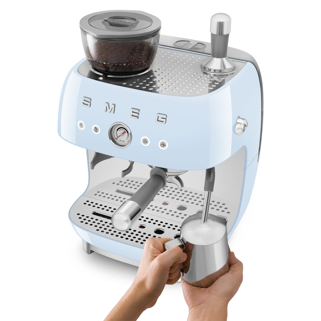 EGF03PBEU Professional Coffee Machine with Built-In Grinder & Steam Wand (Pastel Blue)