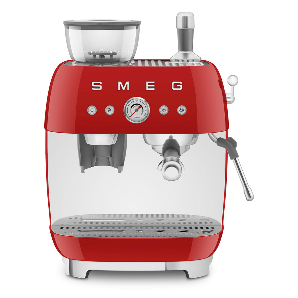 EGF03RDEU Professional Coffee Machine with Built-In Grinder & Steam Wand (Red)