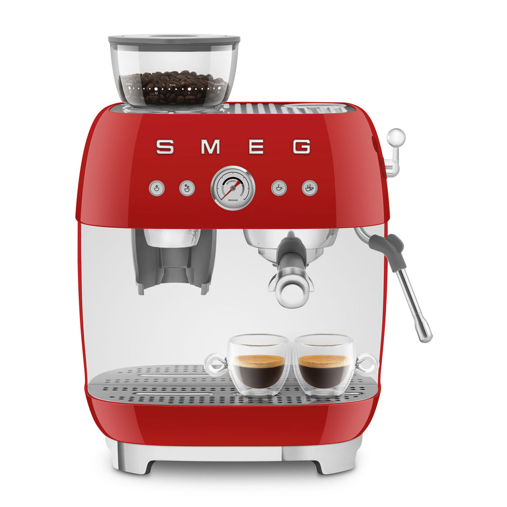 EGF03RDEU Professional Coffee Machine with Built-In Grinder & Steam Wand (Red)