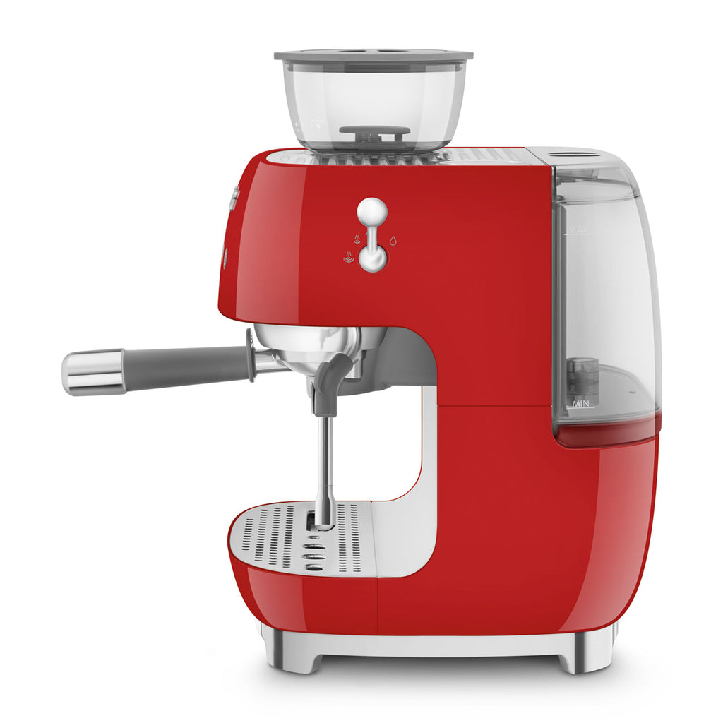 EGF03RDEU Professional Coffee Machine with Built-In Grinder & Steam Wand (Red)