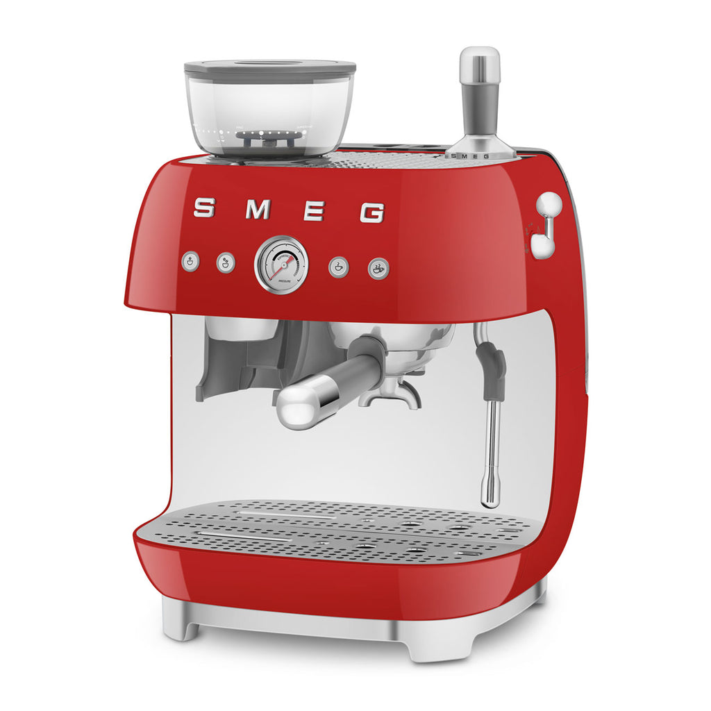 EGF03RDEU Professional Coffee Machine with Built-In Grinder & Steam Wand (Red)
