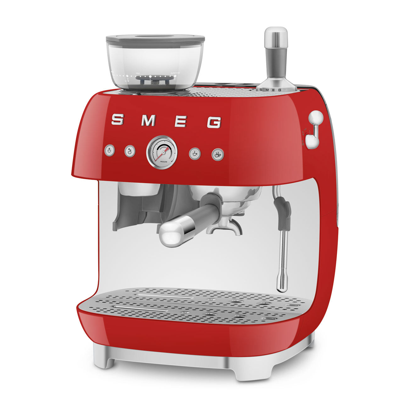 EGF03RDEU Professional Coffee Machine with Built-In Grinder & Steam Wand (Red)
