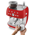 EGF03RDEU Professional Coffee Machine with Built-In Grinder & Steam Wand (Red)
