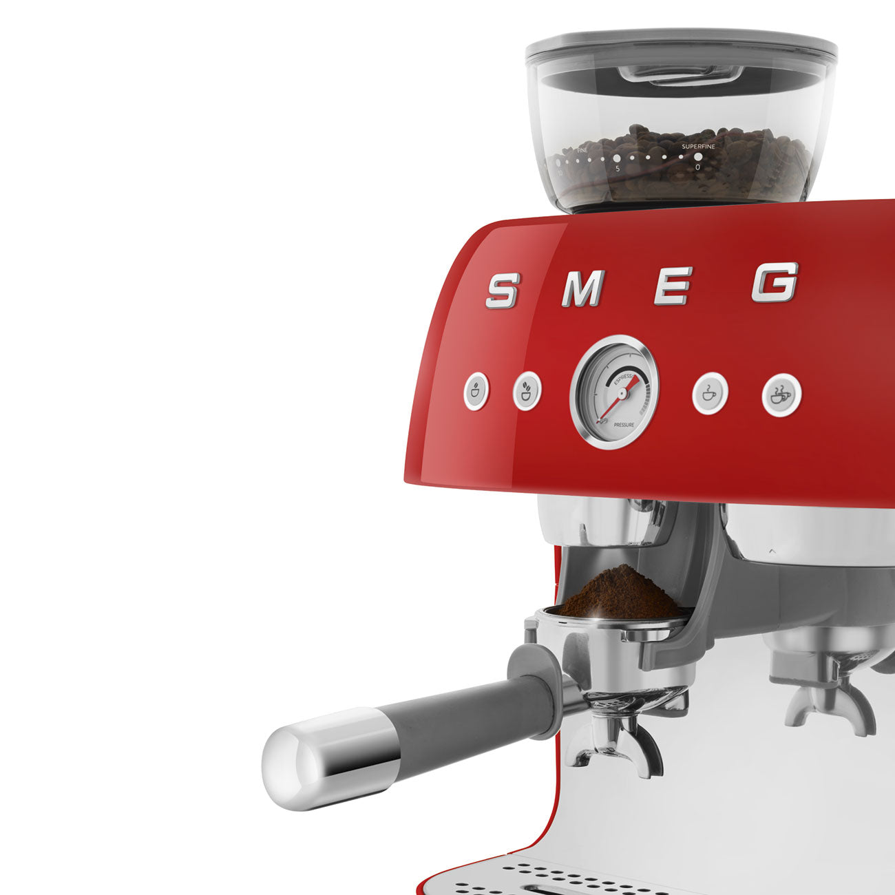 EGF03RDEU Professional Coffee Machine with Built-In Grinder & Steam Wand (Red)