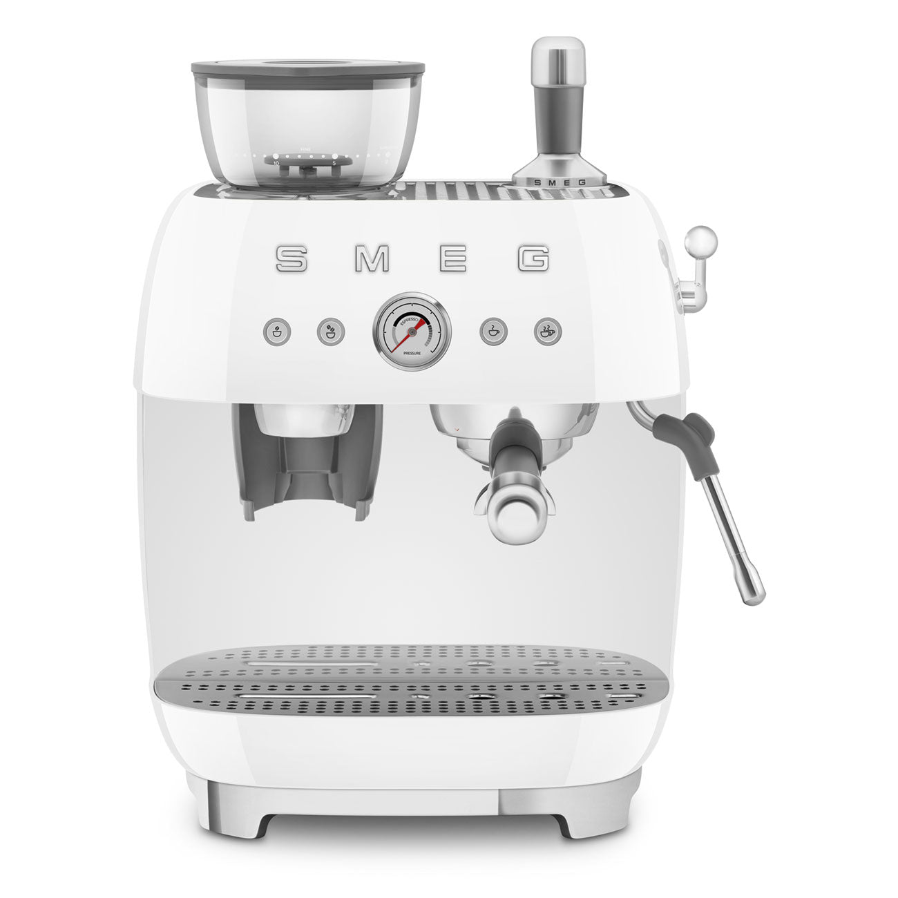 EGF03WHEU Professional Coffee Machine with Built-In Grinder & Steam Wand (White)