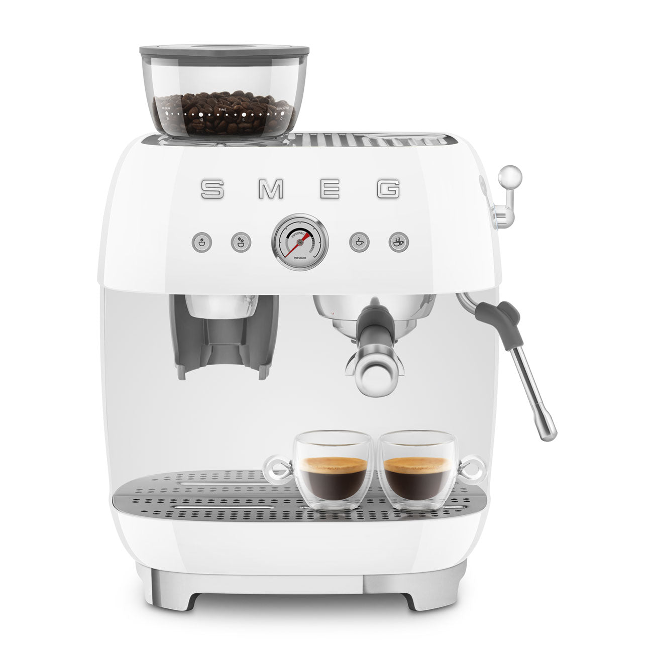 EGF03WHEU Professional Coffee Machine with Built-In Grinder & Steam Wand (White)