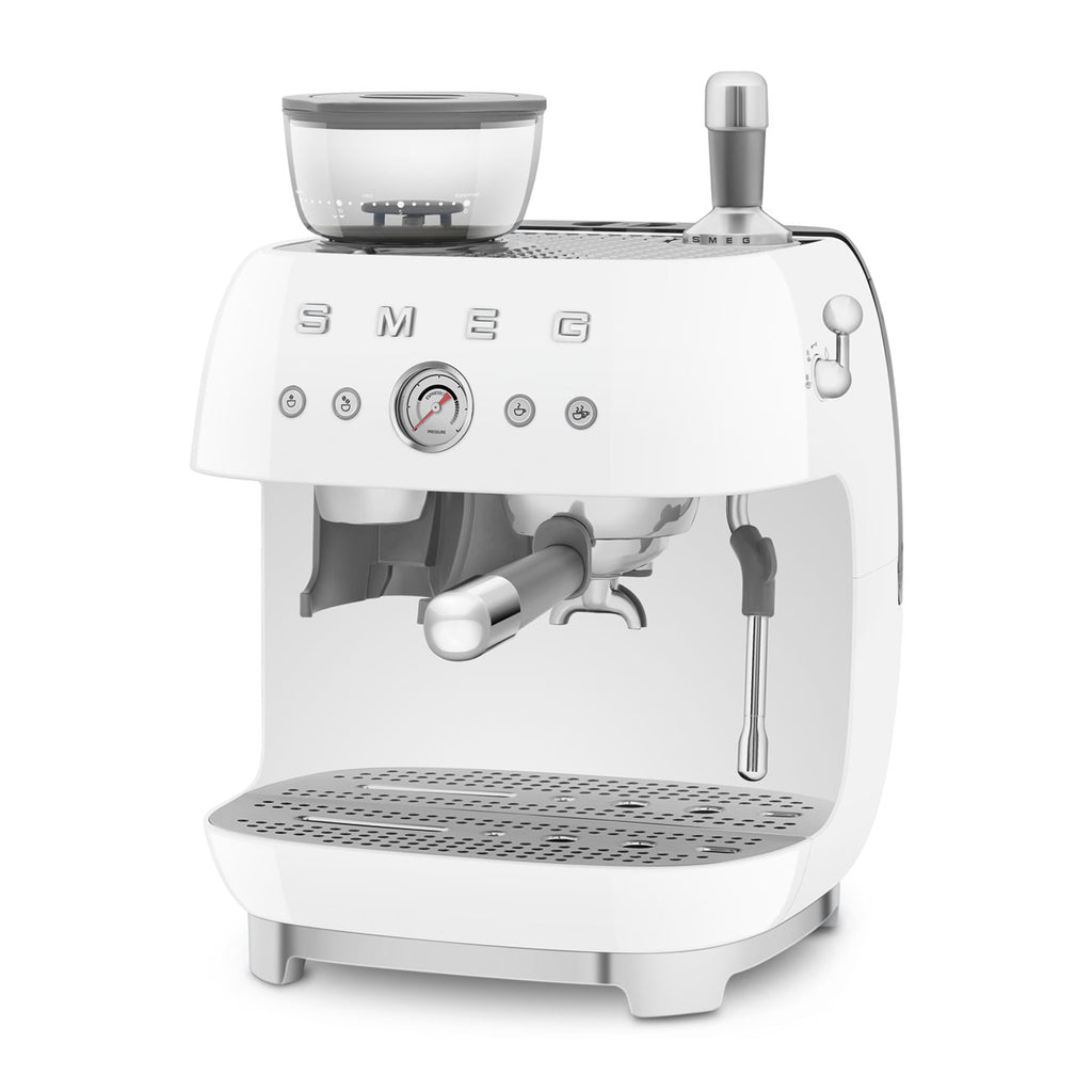 EGF03WHEU Professional Coffee Machine with Built-In Grinder & Steam Wand (White)