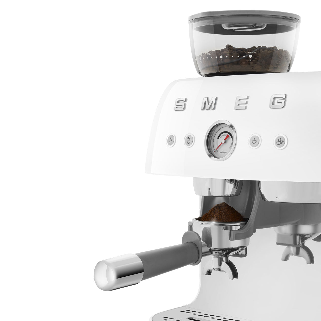 EGF03WHEU Professional Coffee Machine with Built-In Grinder & Steam Wand (White)