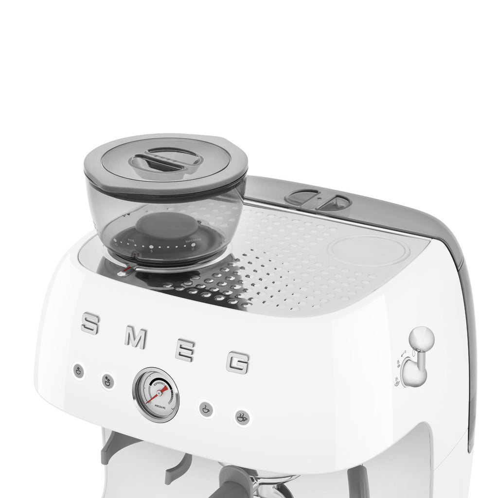 EGF03WHEU Professional Coffee Machine with Built-In Grinder & Steam Wand (White)